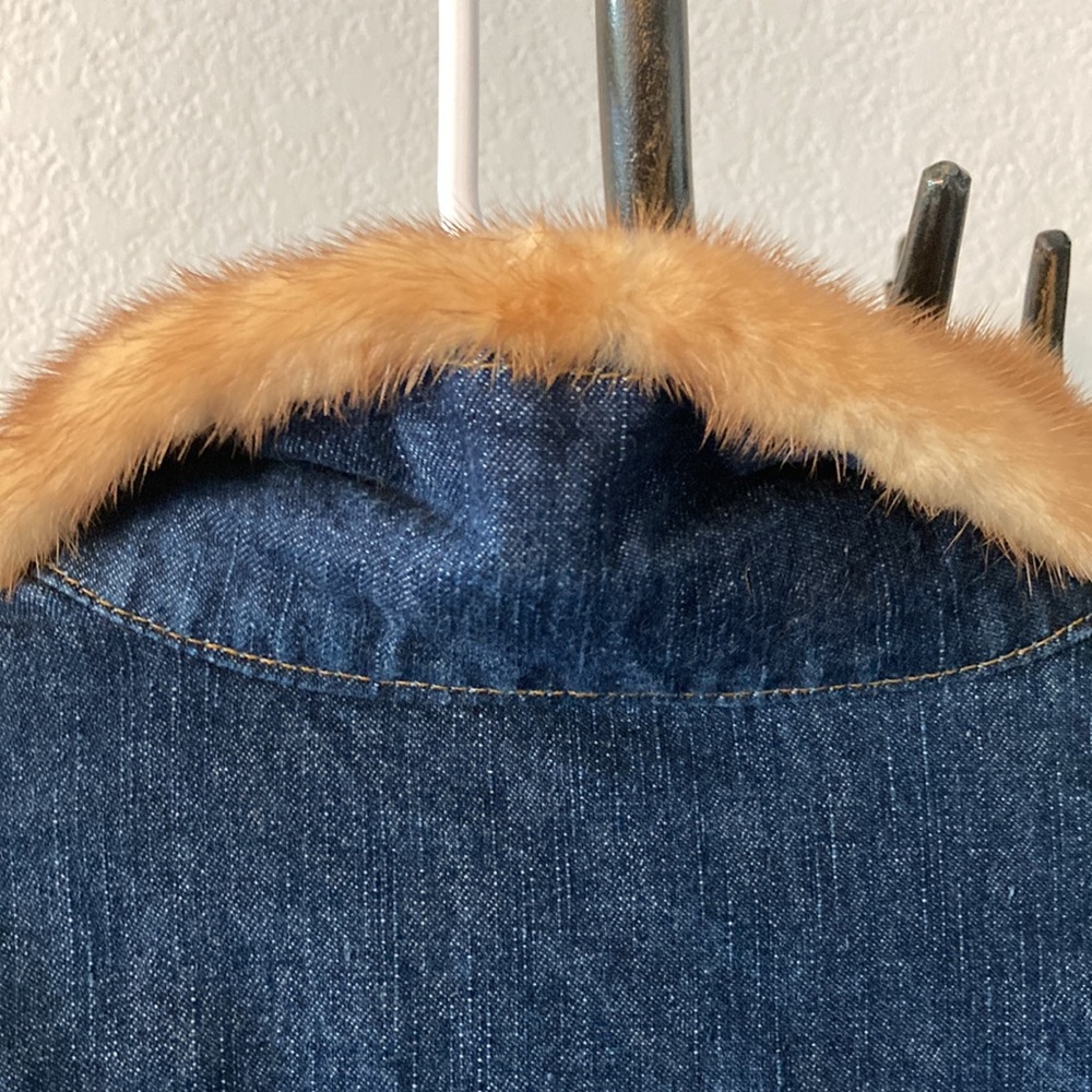 Edwards Lowell Beverly Hills Vintage Jacket With Mink Fur St. Moritz Denim Small - Picture 10 of 12